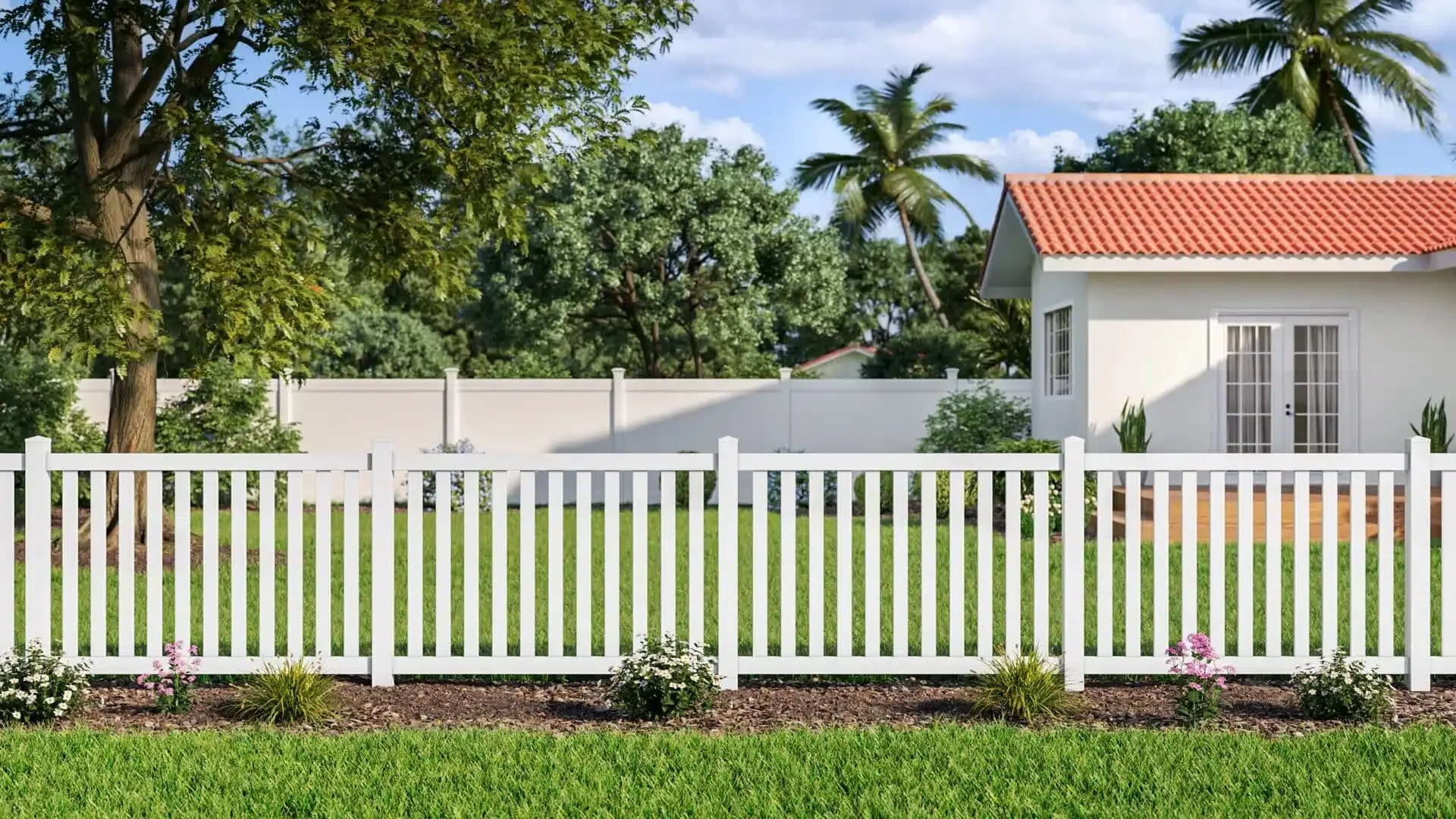 White picket fence at Austin residential property
